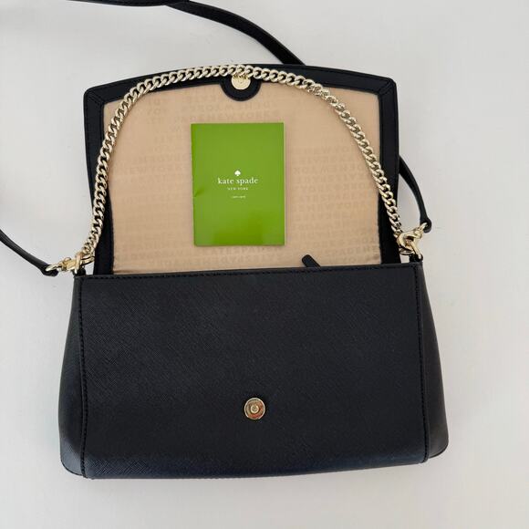 Kate Spade Saffiano Leather Laurel Way Greer Crossbody Bag Ivory/Black - Picture 7 of 11